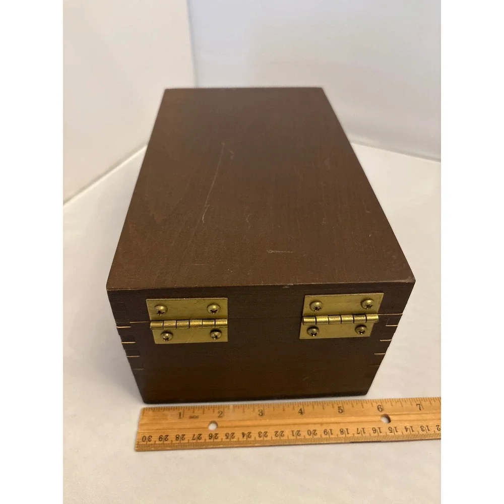 PSI Napa Valley‎ Wooden Box Holder with Metal Stand for Cards or Photos Vintage
